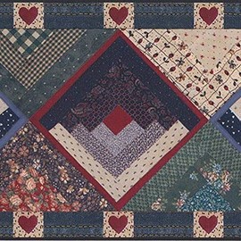 CONCORD WALLCOVERINGS ™ Prepasted Wallpaper Border Abstract Rhombus Southwestern Design, Colors Red Gray Beige Blue, Size 7 Inches by 15 Feet CY72672A