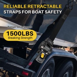 Strgenie Bolt on Ratchet Straps 1INx5FT Auto Retractable Ratchet Tie Downs to Trailer Mountable Transom Straps for Boat, Jet Ski, RZR, ATV