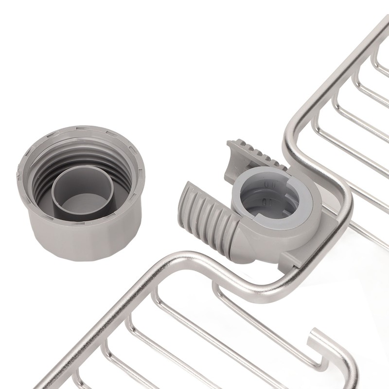 Faucet Storage Shelf Aluminum Plastic Two Containers with Towel Rod