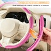 3PCS Carbon Fiber Car Steering Wheel Cover, Leather Segmented Anti-Skid