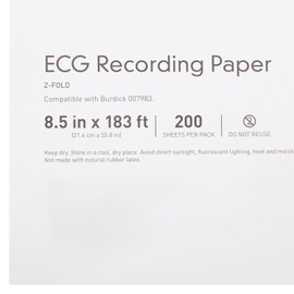 ECG Paper Depot ECG Diagnostic Recording Paper, Red Grid Thermal Paper with Z-Fold, Compatible with The Burdick 007983 Medical Chart Papers, 8 1/2 in x 183 ft, 200 Count, 1 Pack (2000)