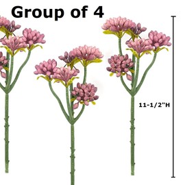 Factory Direct Craft Group of 4 Weather Resistant Lavender Artificial Sedum Succulent Picks for Indoor and Outdoor Arrangements and Displays