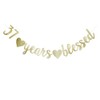 37 Years Blessed Banner, Funny Gold Glitter Sign for 37th
