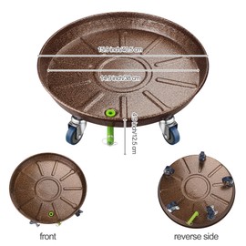 EEURAO Heavy Duty Plant Caddy with Wheels 15.9 inch, Indoor Outdoor Steel Plant Dolly with Wheels and Drainage Tray, Plant Rollers Cart, Rolling Planter Base, Plant Mover Saucer with Wheels(1 Pack)
