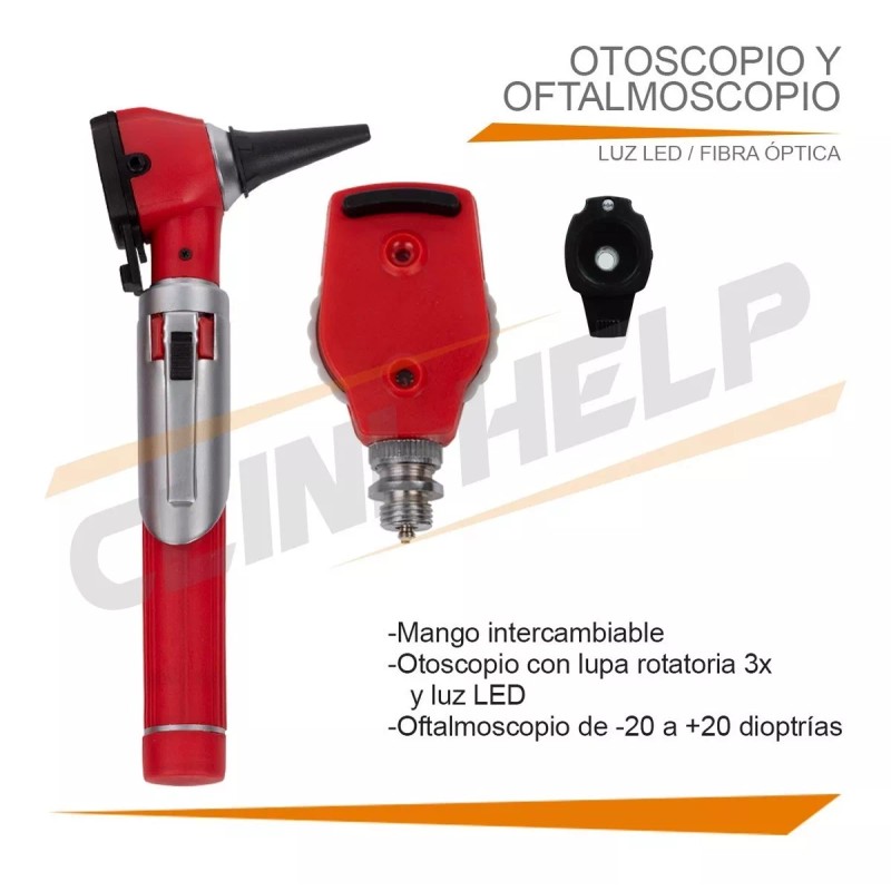 Clini-help Otoscopio Oftalmoscopio Medico Diagnostico Luz Led Estuche