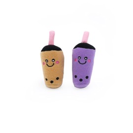 ZippyClaws NomNomz - Milk Tea & Taro Catnip Toy, Cute Cat Toys for Kittens & Indoor Cats, Funny Plush Cat Toy Gifts, Small Novelty Kitty Toys for Bored Cats