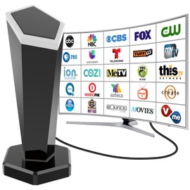 Antenna Indoor - 2025 Upgraded HD Digital Antenna for Smart, Long Range 400+ Miles, Supports 4K 1080P, TV Antenna for Local Channels in Crystal Clear, Easy Installation