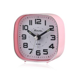 Ravel - Petite Bedside Quartz Alarm Clock with Sweep Second Hand - RC038.5 - Pink/Chrome