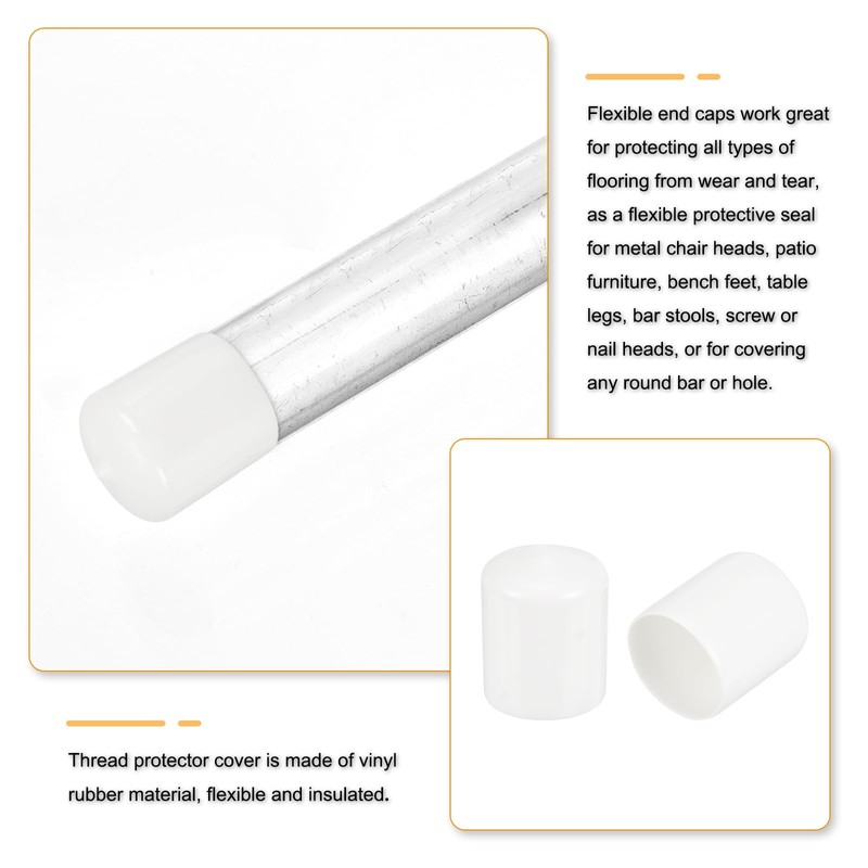 sourcing map 5pcs 40mm(1 9/16") Rubber End Caps, Round Vinyl