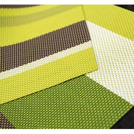 Wondder Set of 4 Placemats PVC Bar Mat Plate Dinner Table Mats Set Kitchen Hot Pads 30 * 45cm (Stripes Green)