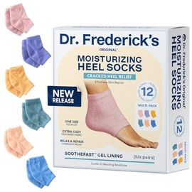 Dr. Frederick's Original Calcetines hidratantes de tacón mullido – Calcetines acogedores forrados de gel para talones secos agrietados – 2 pares – Cui