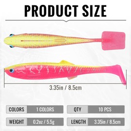 TRUSCEND Hand-Painted Soft Fishing Lures 10PCS, Paddle Tail Swimbaits, Fishing Lures for Bass Trout Crappie Walleye, Durable Plastic Bait for Bass Fishing, Shad Fishing Bait for Freshwater Saltwater