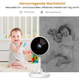 Little Elf Surveillance Camera, Baby Monitor with Camera with Motion Detection, Night Vision, Two-Way Audio, Indoor Camera Surveillance for Dogs, Pet Camera with App Compatible Alexa