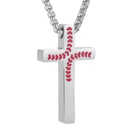 Kvekstio Christian Baseball Sports Gift - 18" Baseball Cross Pendant Necklace for Teen Son Grandson, Baseballs Team Accessories for Players Fans, Men's First Communion Faith Gift