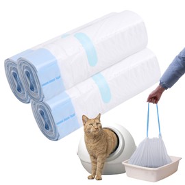 Cat Litter Box Waste Bags for Robot 4 and 3,Waste Drawer Liners,Cat Litter Box Liners, Drawstring Self Cleaning Heavy-Duty, Extra Thick Replacement Bags Liners (30 Pack)