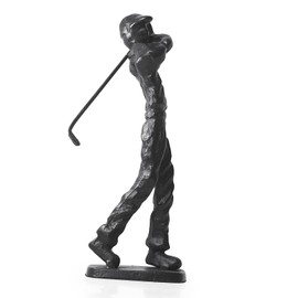 DreamsEden Cast Iron Golf Player Statue, Abstract Golfer Art Decor Metal Sport Figurine Gift Home Decoration (Black)