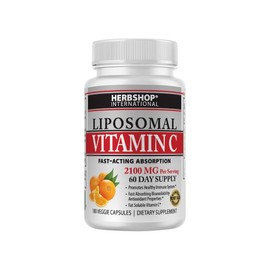 Doctor's Blend Herbshop International Liposomal Vitamin C Capsules, 2100mg, High Absorption, Fat Soluble, Sunflower Lecithin, 180 Capsules, 60-Day Supply, Premium Wellness Supplement
