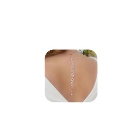 Bride Backless Rhinestone Waterdrop Body Chain Belly Waist Necklace (Silver)