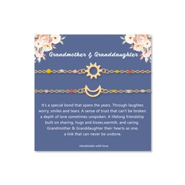Matching Grandmother and Granddaughter Bracelets for 2, Sun and Moon Gifts for Granddaughter Grandmother Christmas Birthday Gift, Grandmother and Granddaughter Gifts (Grandma & Granddaughter Bracelet)