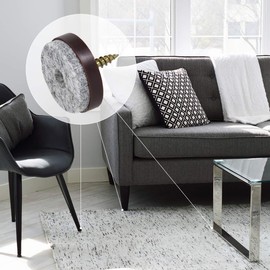 Navaris Felt Pads for Furniture (50 Pieces) - Round Screw-in Sliders for Chair Legs, Feet - Floor Gliders to Protect Hardwood - 1", Brown