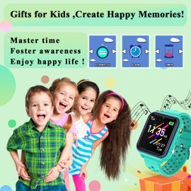 Retysaz Kids Smart Watch 16 Game Smart Watch for kids Phone Fashion Smartwatches for Children 3-14 Great Gifts To Girls Boys Electronic Learning Toys (green)