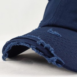 Kangqifen - Gorra de béisbol unisex de algodón desgastado y desgarrado, ajustable, talla M, Azul marino, 7-7 1/4