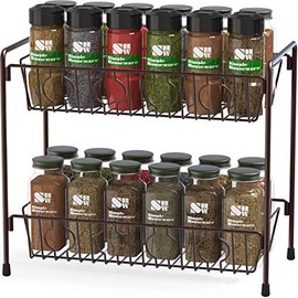 SimpleHouseware Countertop Spice Rack 2-Tier Kitchen Spice Organizer Storage Shelves, Bronze