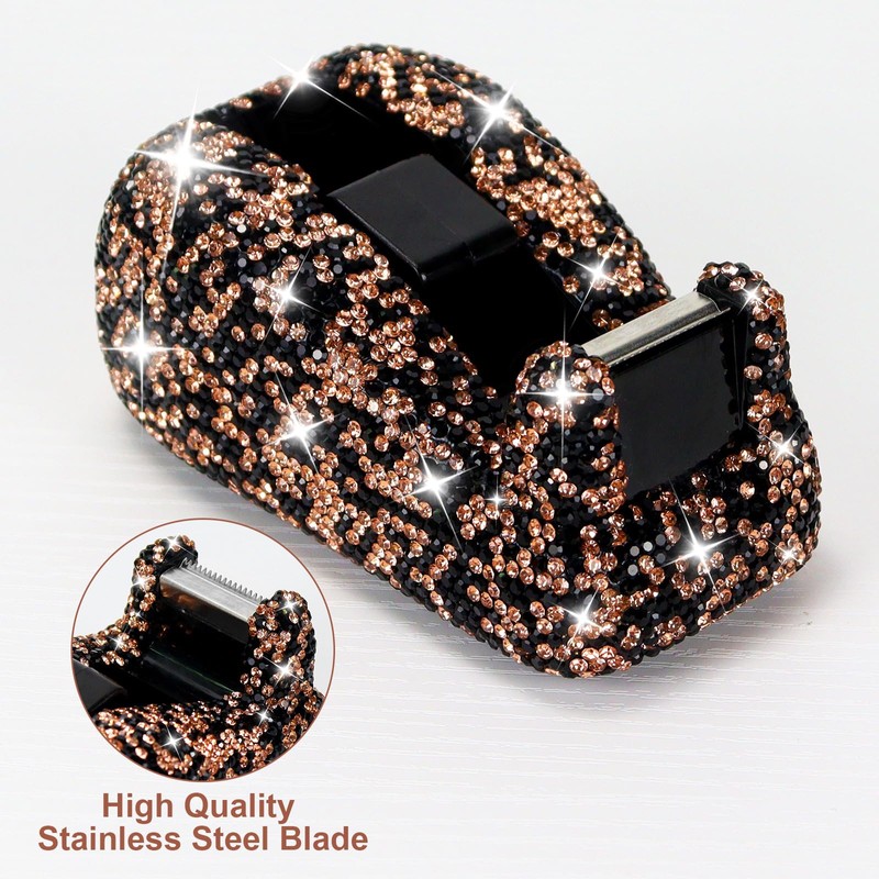 MultiBey 3pcs Bling Office Supplies Set Rhinestones Desktop Stapler and