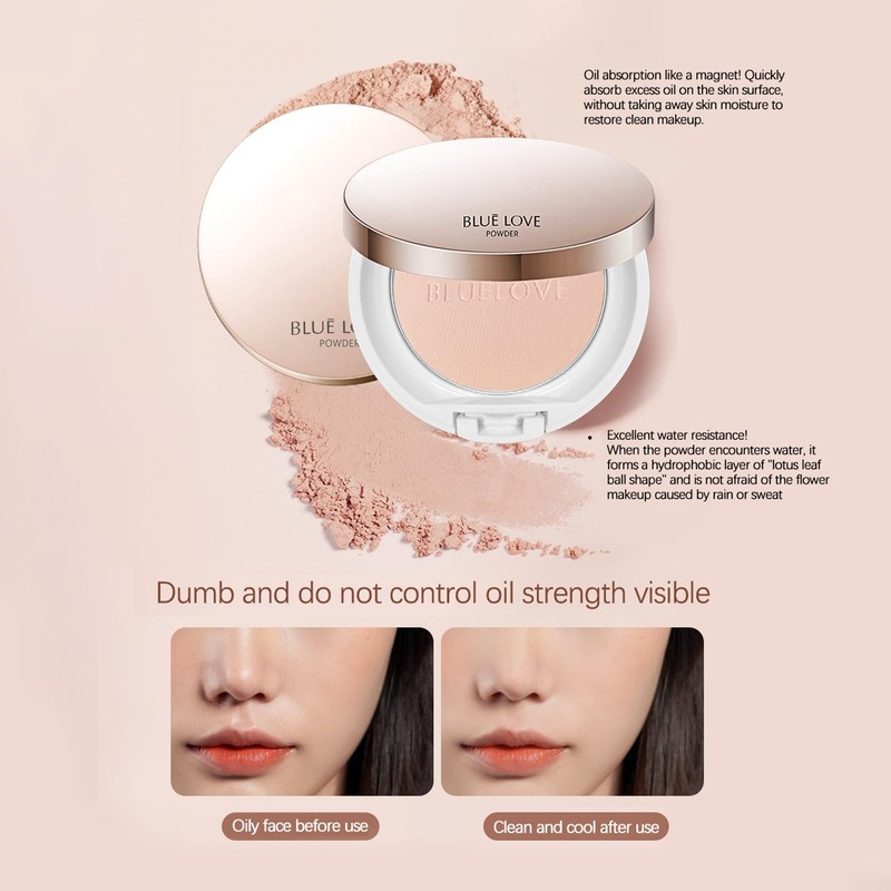 BLUE LOVE Face Finishing Pressed Powder, Lightweight Matte Setting Powder