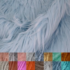 Stylish FABRIC Mongolian Faux Fur-Christmas Fuzzy-Fabric by The Yard-Fluffy, Shaggy Mohair-for Costumes, Plush Toys, Apparel, Clothing, Decoration, and Gnome Beard Miniature, Baby Blue 20"x36"