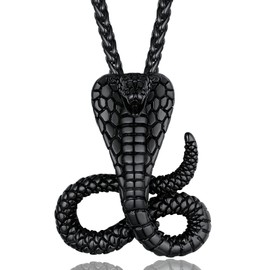 ChainsProMax Snake Pendant Cobra Snake Jewelry Mens Black Gothic Necklace Satanic Necklace Cool Jewelry