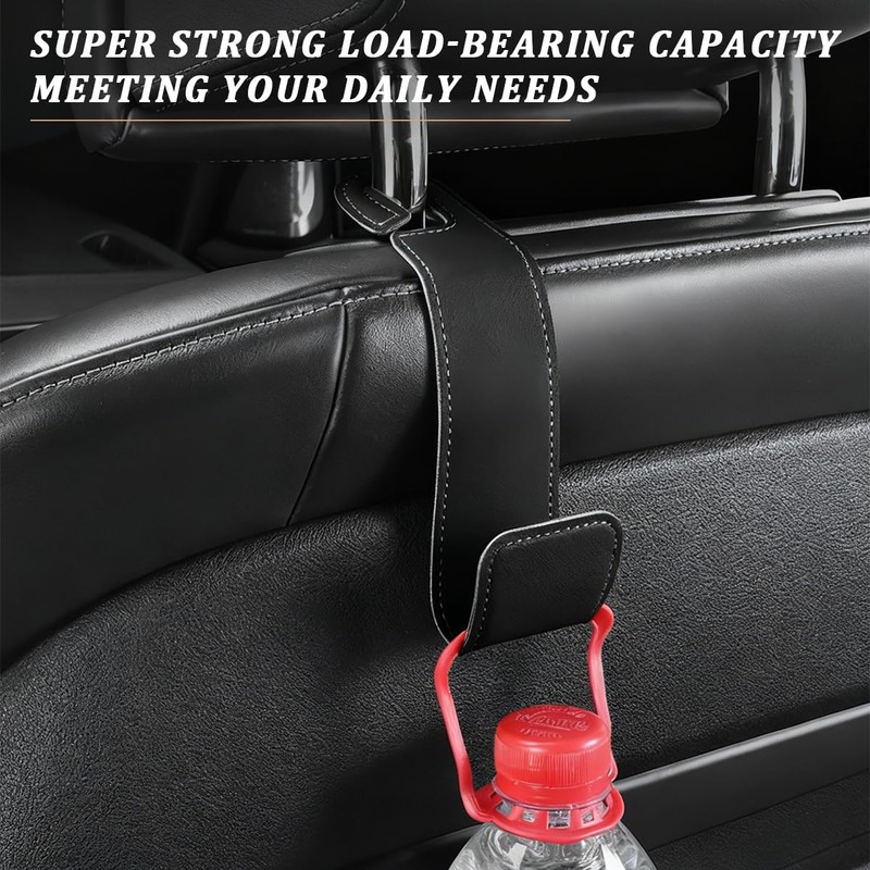 2PCS Car Seat Headrest Hook, Multifunctional Leather Seat Back Purse