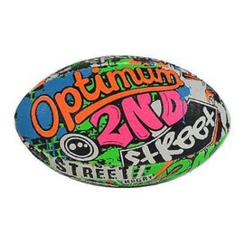 OPTIMUM Street II Men's Rugby Ball - Urban Play, Balanced & Responsive, Precise Handling & Kicking, High Performance - Options with/Without Pump, 2-Ply 410 g Ball - Multicoloured, Size 4
