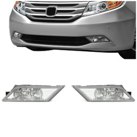 HECASA Fog Lights Lamps Compatible with 2011-2013 Honda Odyssey Replacement Assembly Fog Lamps with Bulbs & Wiring Harness & Switch Kit Chrome Housing Clear Lens