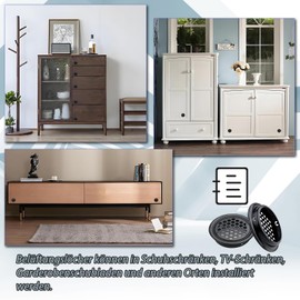 Pack of 20 Round Ventilation Grille, Stainless Steel Exhaust Grille, Round Grille, Ventilation Grille for Cabinets, Round Ventilation Slits for Cupboard, Wardrobe, Shoe Cabinets, Bookshelves, 35 mm