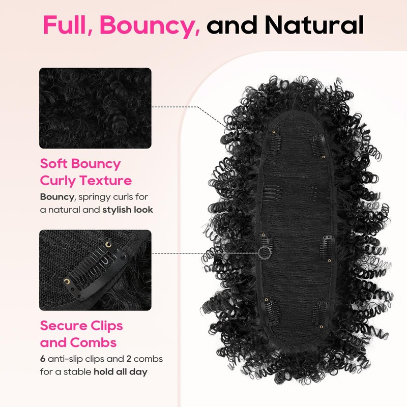 Mohawk Wig for Black Women Kinky Curly Clip in Mohawk