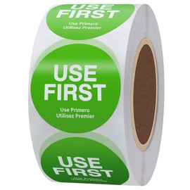 Hybsk USE First Stickers Restaurant Food Service FIFO Label 1.5 Inch Total 500 Labels Per Roll (Green)