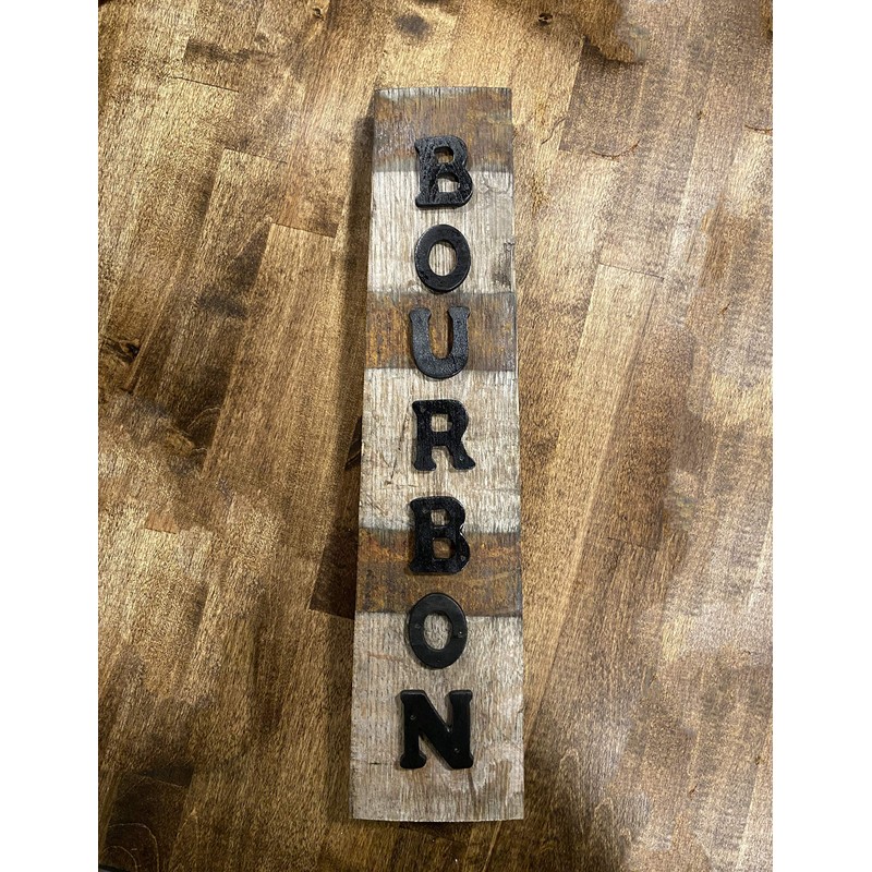 Reclaimed Bourbon Barrel Stave Sign - Decor for Home Bar