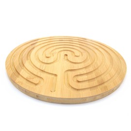 BambooMN 12.5" Dia Natural Bamboo Finger Labyrinth for Meditation and Prayer, 7 Circuit Cretan Style, 1 Piece