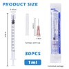 Pack of 30 1 ml Syringe, Plastic Tube with 26G-15