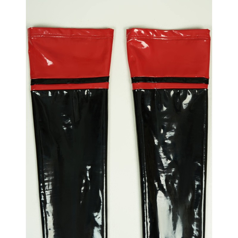 Mobbunny Thigh Stockings Shiny Color Matching PU Elastic Shaping Stretchy