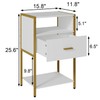 JOONEE Modern Nightstand, White and Gold Side Table with Drawer,