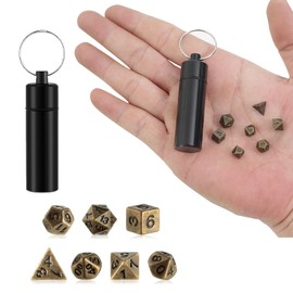 DND Dice Set, 7-Piece DND Dice Set Dice Set for Dungeon and Dragons MTG RPG D&D D20, D12, D10, D%, D8, D6, D4, Polyhedral Dice Set DND Accessories Gift (Antique Bronze)