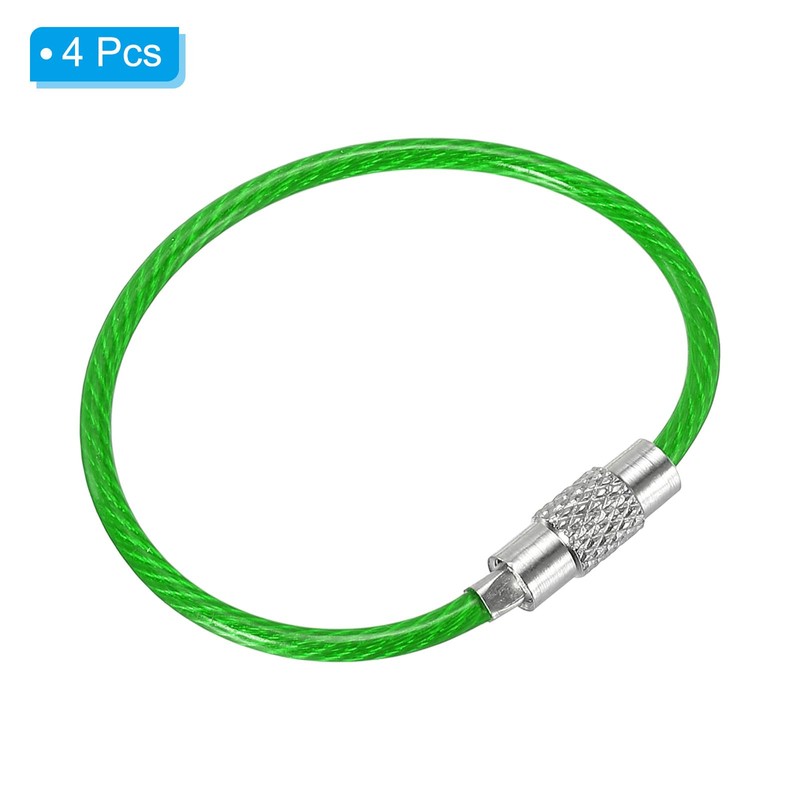 [PATIKIL] 4PCS 110mm Wire Length Keychain Cable Stainless Steel Key