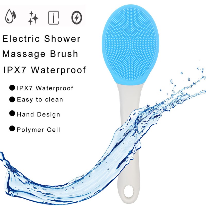 Electric Silicone Brush Silicone Body Brush Long Handle Shower Brush