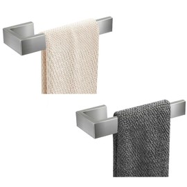 JOPOFI 8 inch Hand Towel Holder - Thicken SUS 304 Stainless Steel Towel Holder for Bathroom Wall, Rectangular Modern Design Towel Ring, Contemporary Hand Towel Rack - Brushed Nickel（2 Piece）