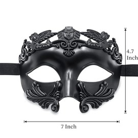 Vokowin Masquerade Mask for Men, Greek Roman Venetian Mask Mardi Gras for Mask Masquerade, Burlesque Ball Party (K436-1)