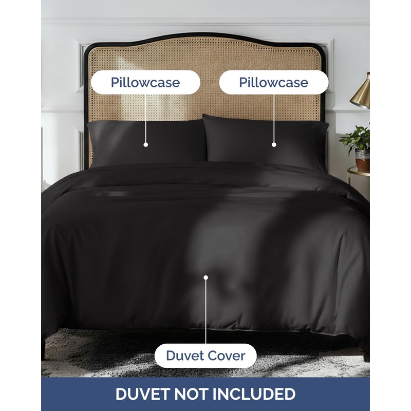 CGK 3 Piece Duvet Cover Set King Size Black 230x220cm