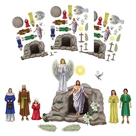 Easter Magnets Pack for at Home Crafting Activities, Resurrection Scene Magnet for Families and Kids, Religious Magnetic Decals for Refrigerator or Whiteboard, 6.75 x 9 Inches, 3 Pack of Sheets
