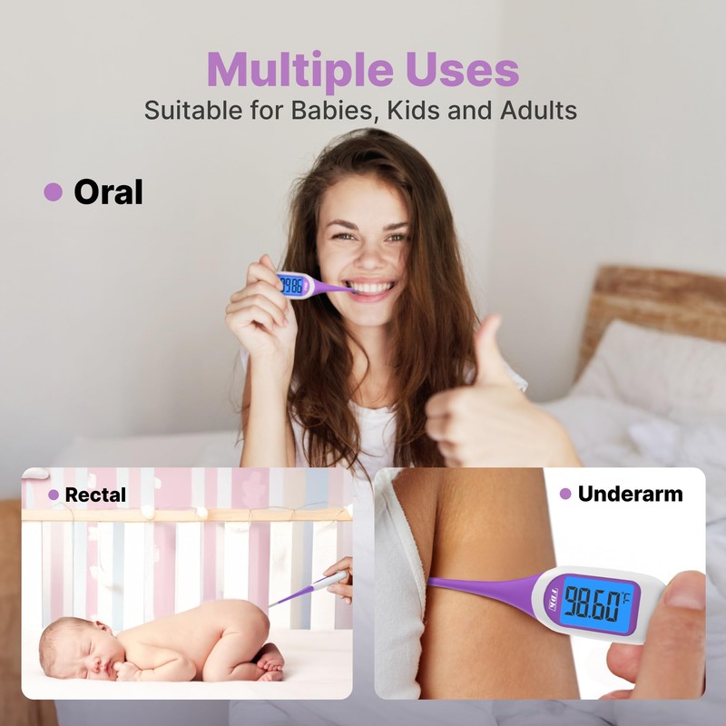 FDK Basal Body Thermometer for Ovulation, Large Dual-Color Backlit Display